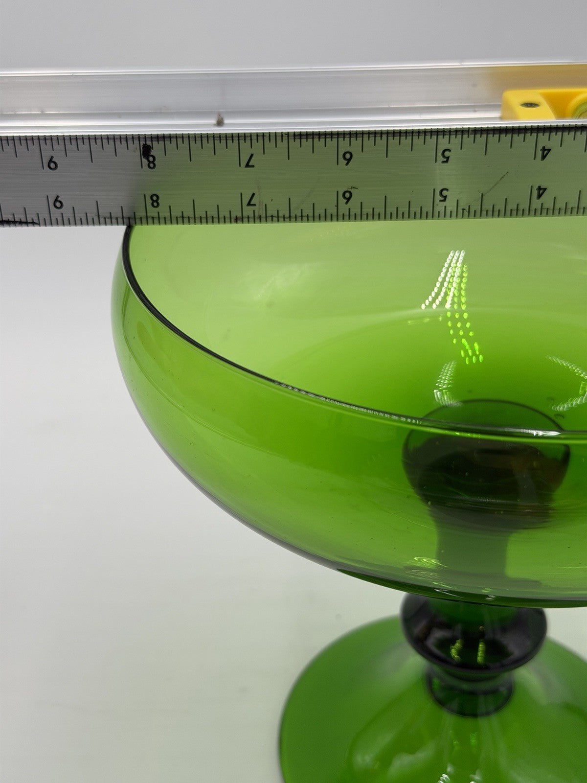 Vintage Empoli Art Glass Italy Green Emerald Compote Footed Bowl Pedestal