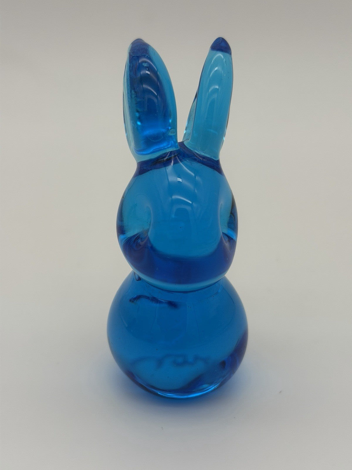 Byron Hicks Art Glass 90’ Blue Bunny Rabbit Figurine 3.5”H Rare Vintage Easter