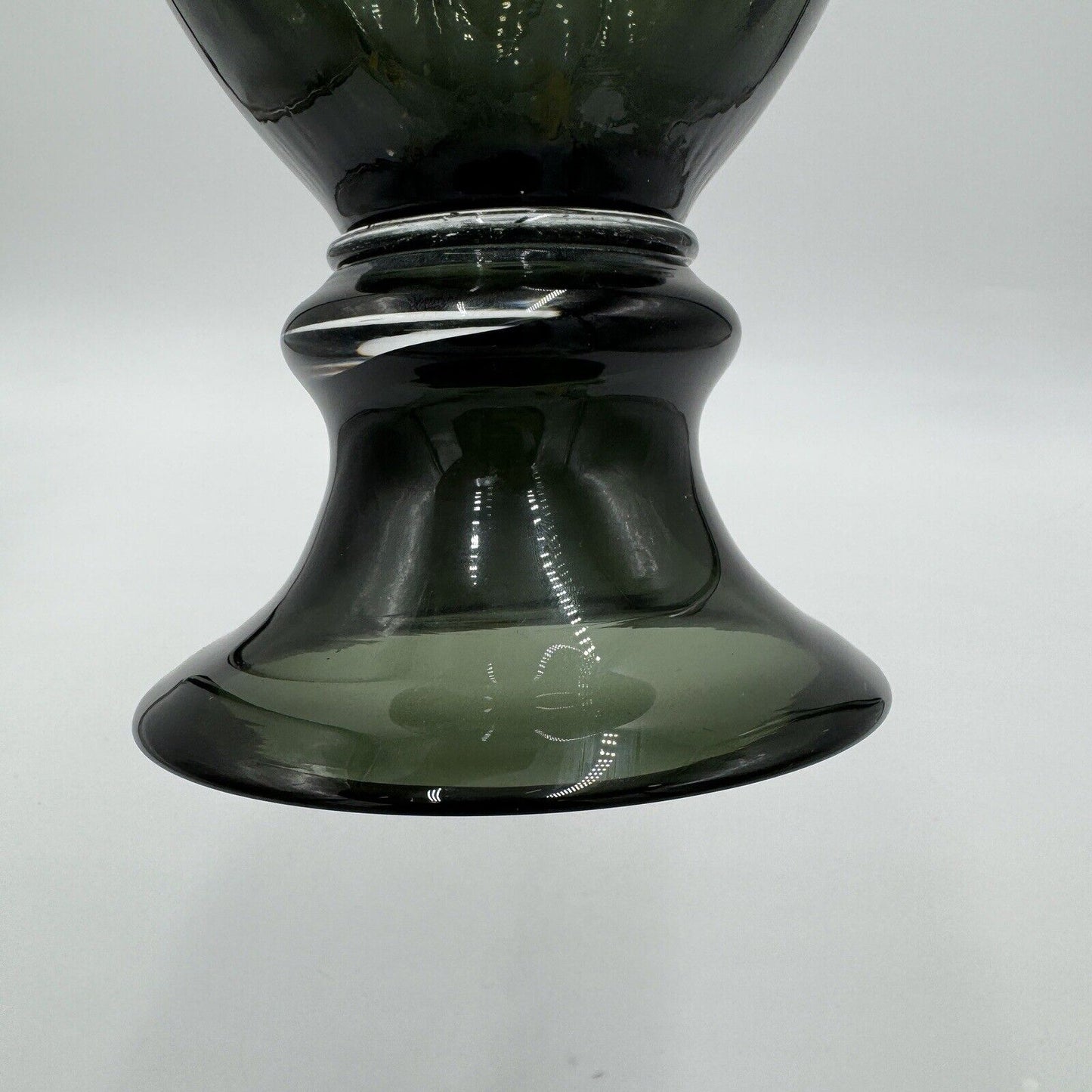 MCM Blenko Style 1957 Charcoal Art Glass Vase Wayne Husted Fooied Base 10 1/2in