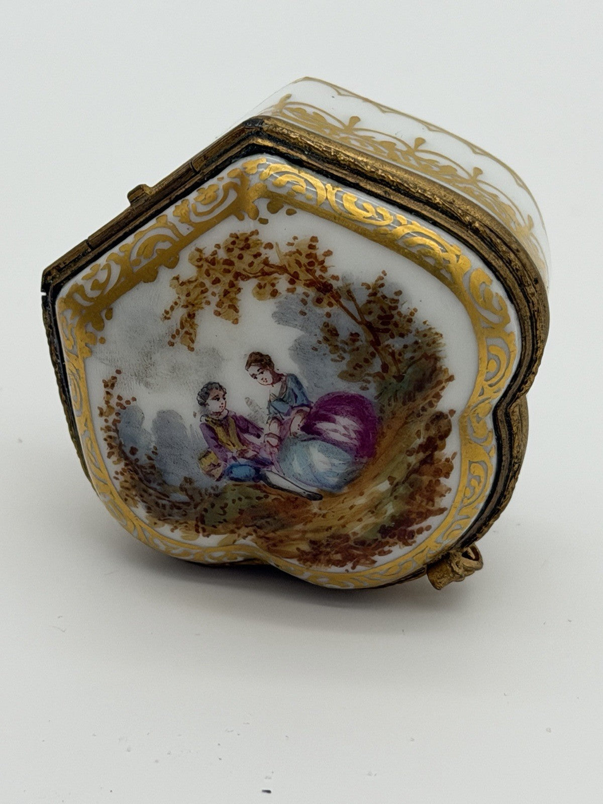 17th C Meissen Hand Painted Porcelain Trinket Box Germany Victorian Small
