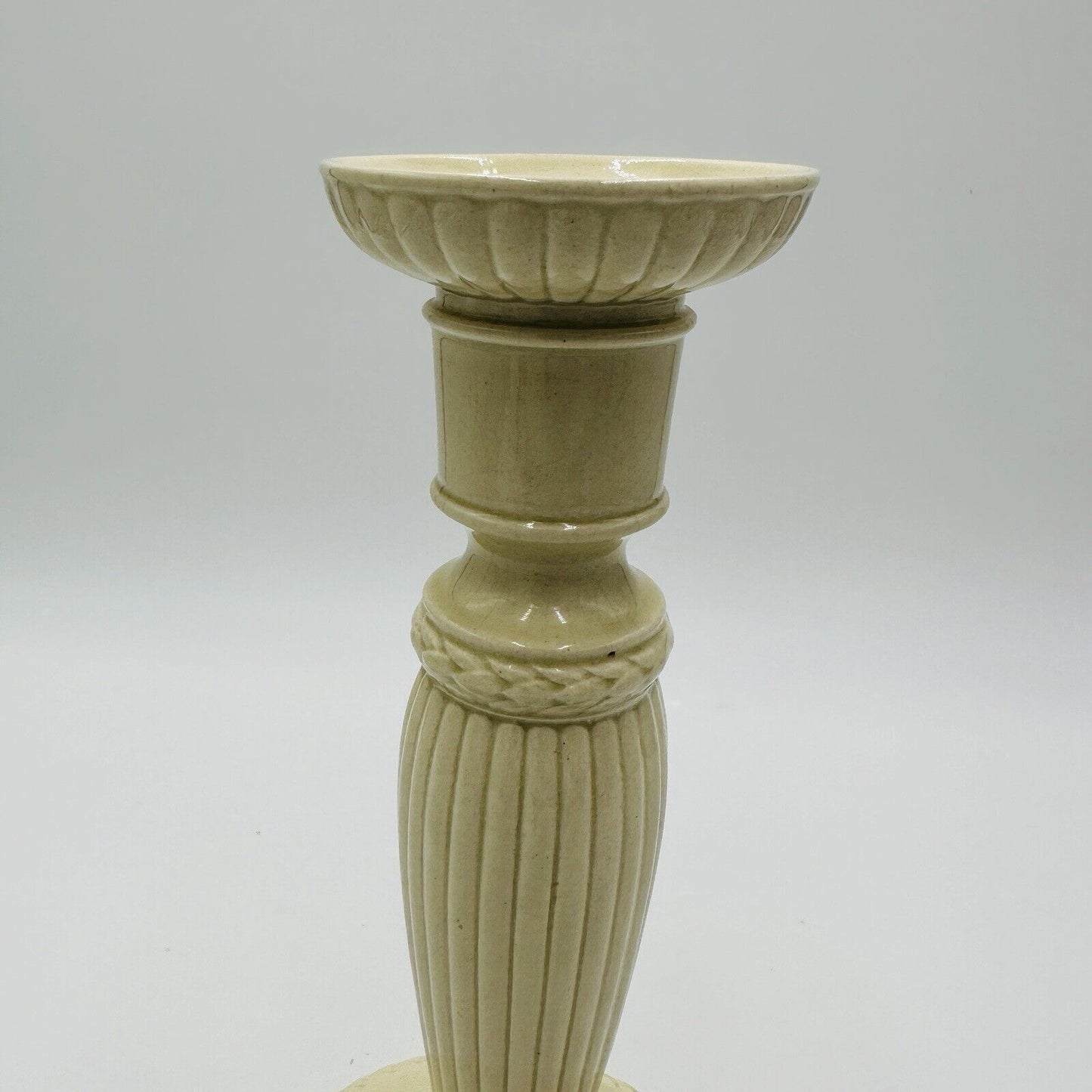 Wedgwood Candlesticks Etruria & Barlaston 10in Embossed Cream England Vintage