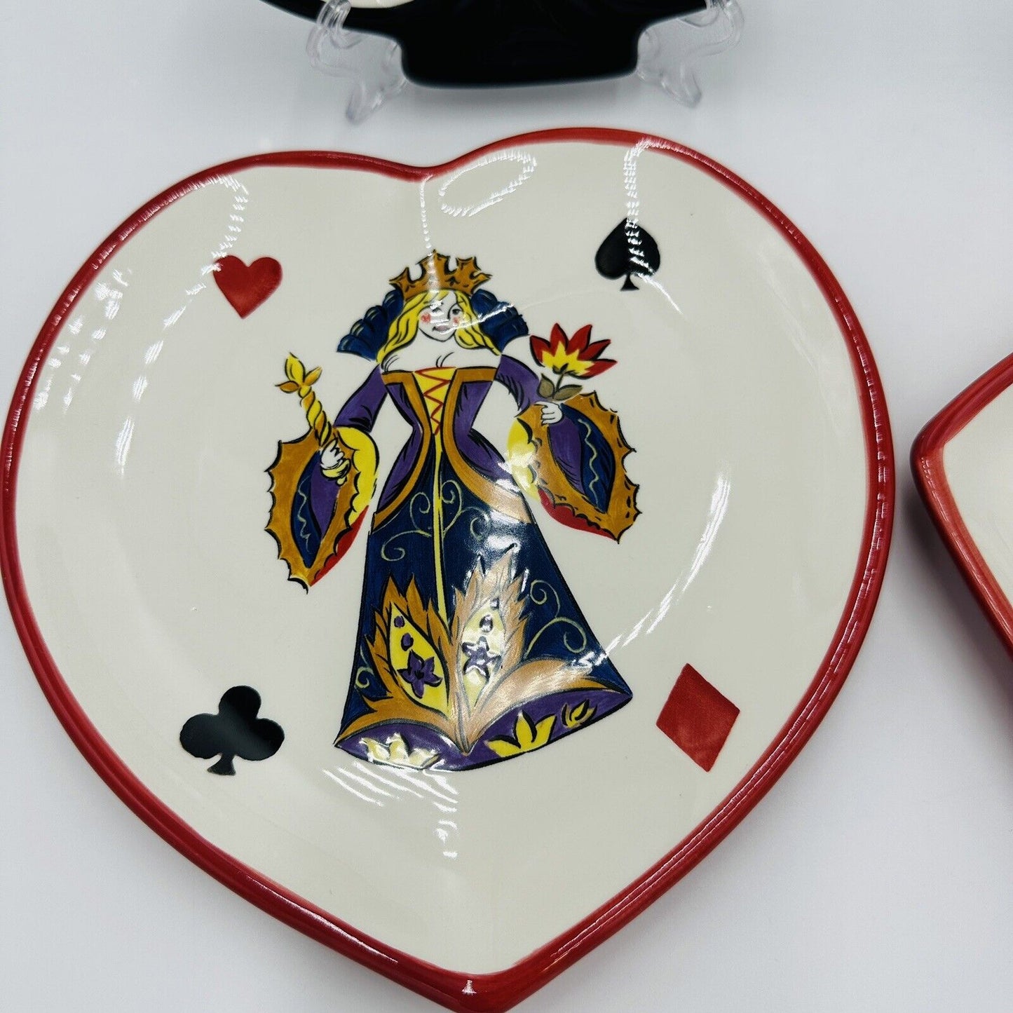 Tabletops Poker Plates Ceramic Hand Painted Gallery King of Hearts Set of 4