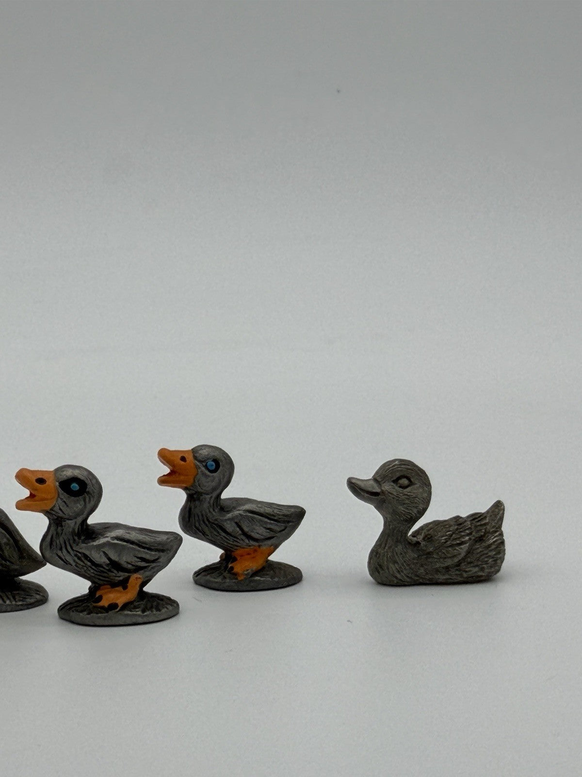 Pewter Image Miniature Ugly Duck Enamel Cold Painted Figurines 6 Ducks Spring