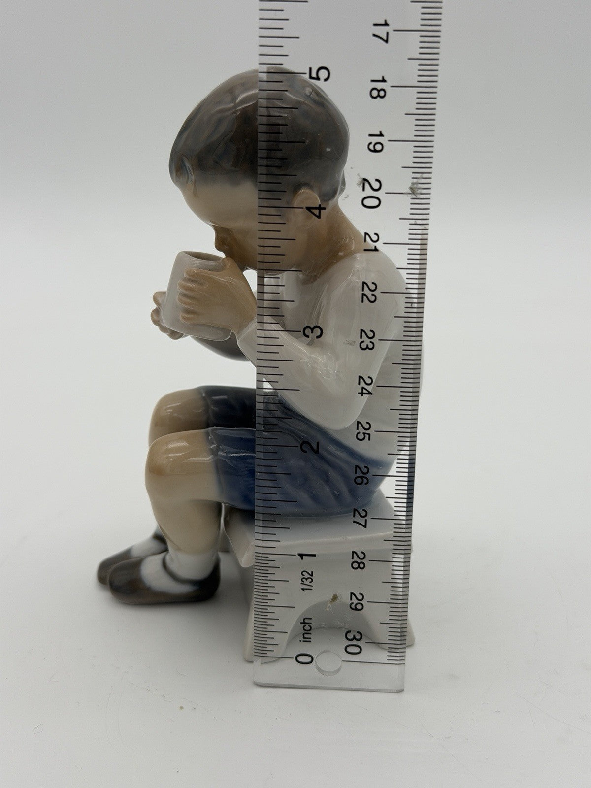 Bing & Grondahl Copenhagen Denmark Victor Boy w/ Coffee # 1713 Figurine Painted