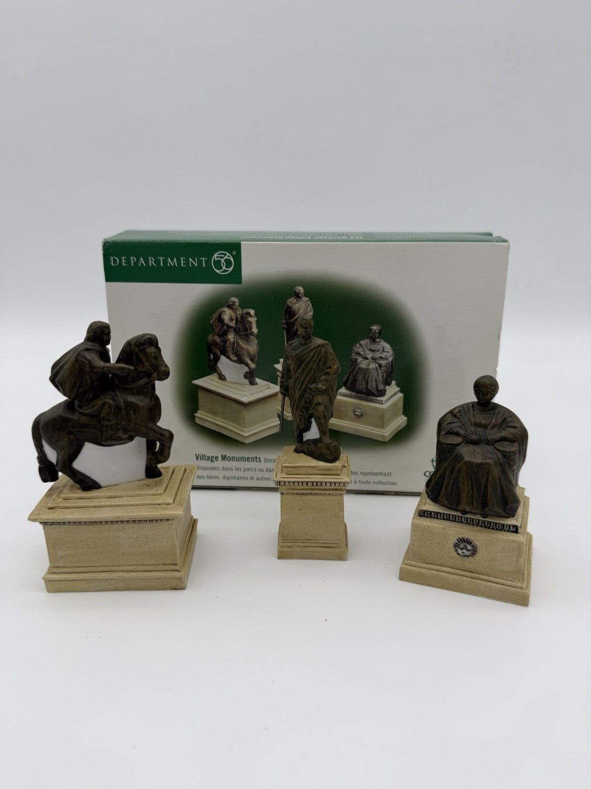 Department 56 Heritage Village Monument Set 3 Figurines Christmas Porcelain