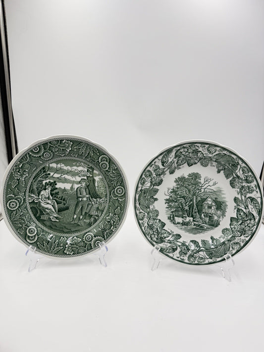 Spode England Porcelain Archive Collection Woodman & Rural Scenes Dinner Plates
