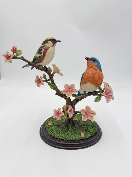Rare Danbury Mint Spring Greetings Blue And Yellow Birds By Bob Guge Figurine