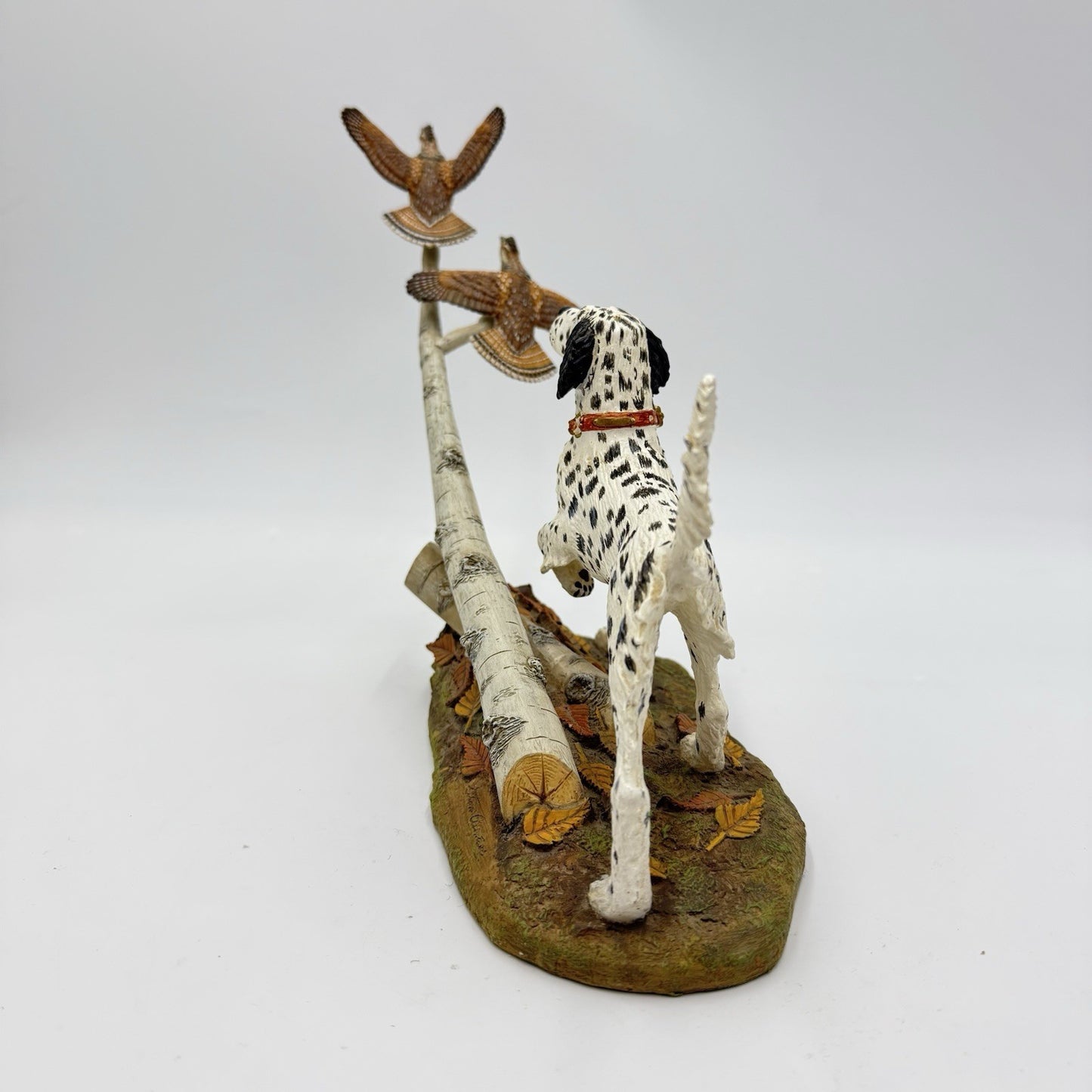 The Danbury Mint Autumn Wings Hunting Dog  Signed Stan Bentall Sculpture 8”x12”