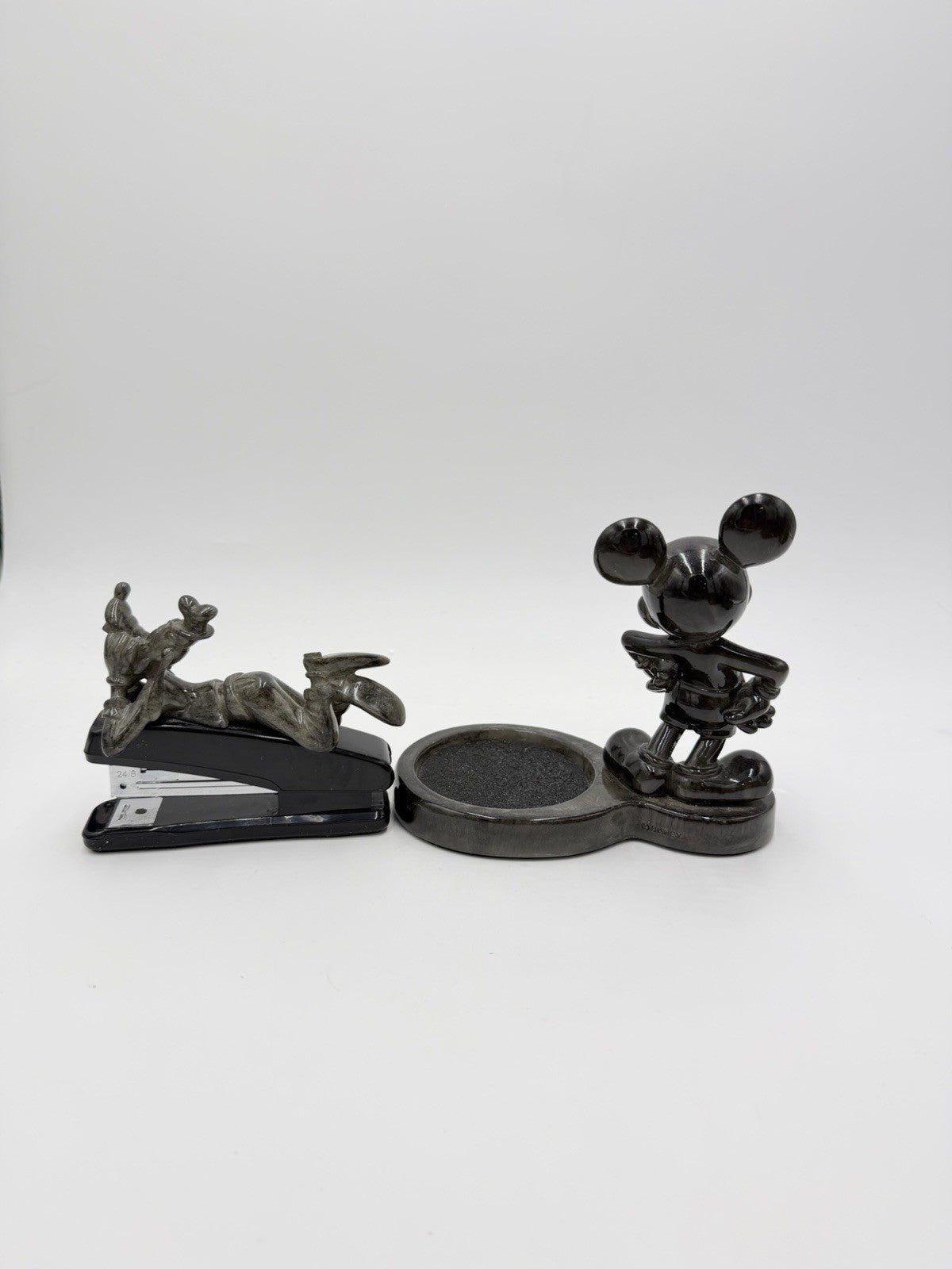 Disney Mickey Mouse Faux Marble 2 Desk Set Stapler Coffee Cup Holder Vintage