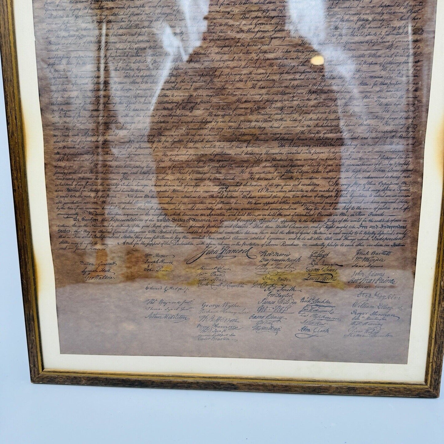 The Unanimous Declaration Of Independence Frame In Congress July 4, 1776 Replica