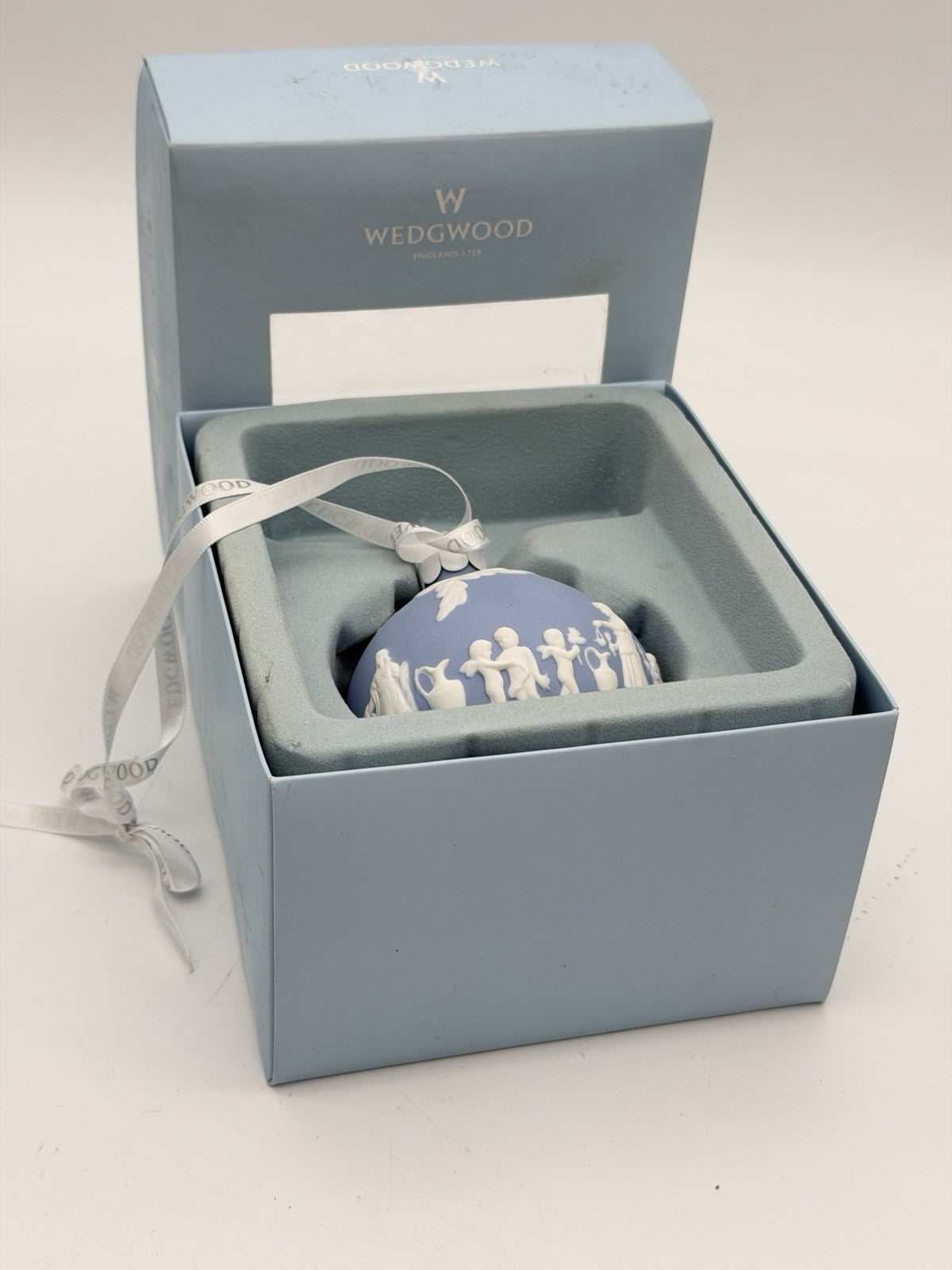 Wedgwood England Blue & White Jasperware Ornament Women &Children Cherubs