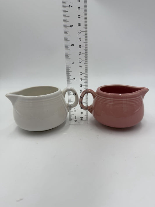 Fiesta Ware USA Stoneware Pink and White Creamers Ceramic 2.5” Vintage