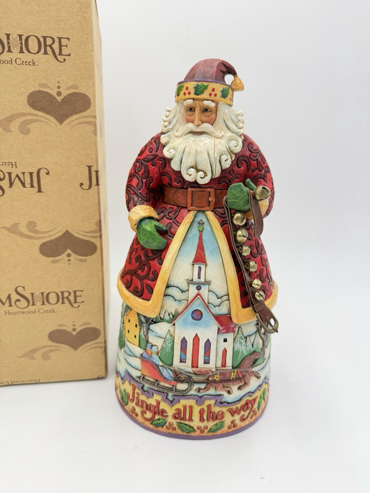 Jim Shore Santa Bells on Bobtail Ring Heartwood Creek 2007 w/BOX Jingle 10”H