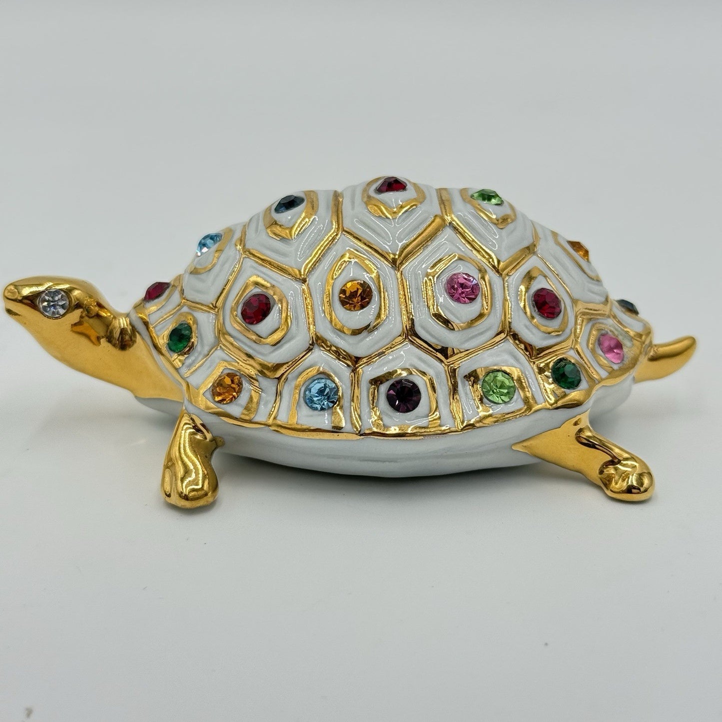 Capodimonte Italy  Turtle Figurine w/ Swarovski Crystals Polaris Porcupine 2”x 4