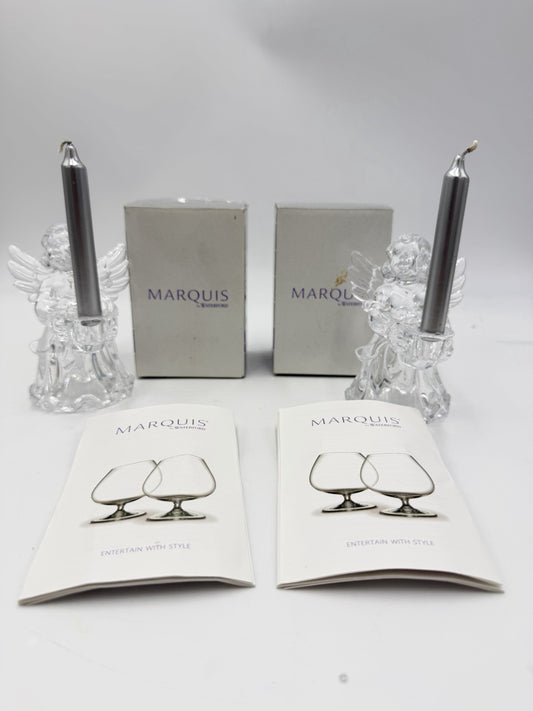 Marquis By Waterford Germany Angels Christmas Candle Holders 4” Set