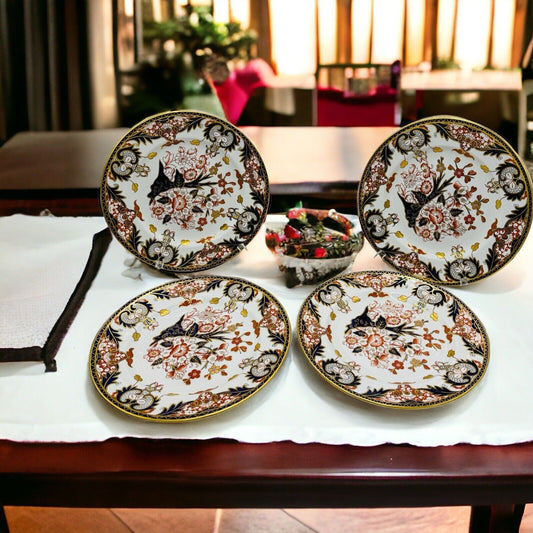 Antique Royal Crown Derby King's Of Old Japan 383 Pattern Dinner Plates 4 Pieces