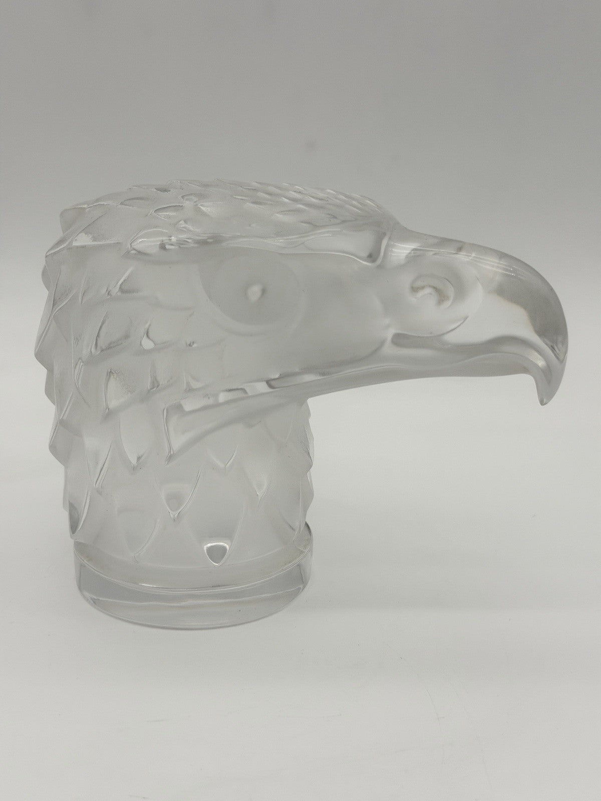 Lalique France Crystal Eagle Head Tête D’Aigle Figurine Signed Vtg Sculpture