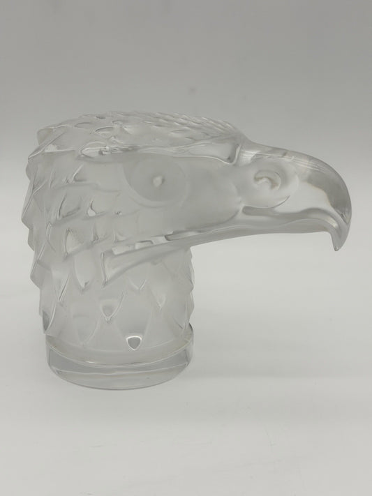 Lalique France Crystal Eagle Head Tête D’Aigle Figurine Signed Vtg Sculpture