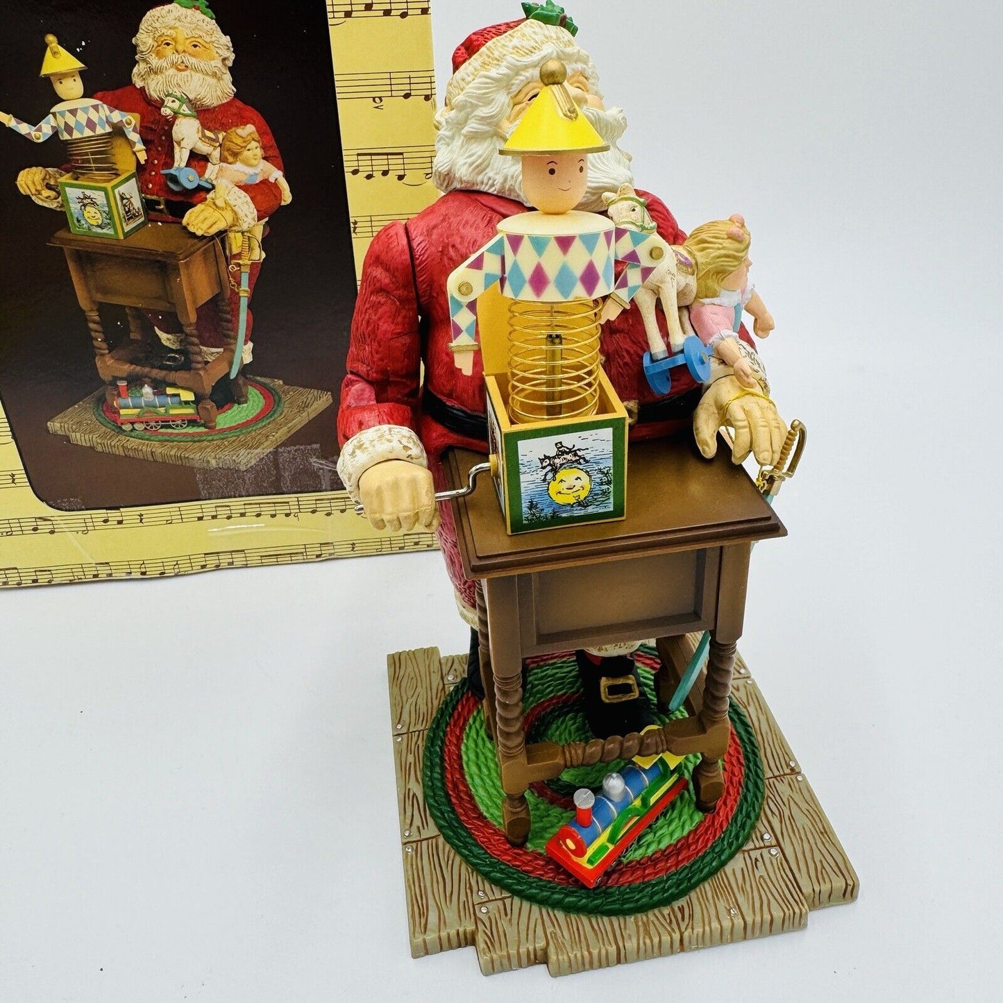 Enesco Small World Of Music Christmas Santa Wind Up Toys Box Holiday Rare