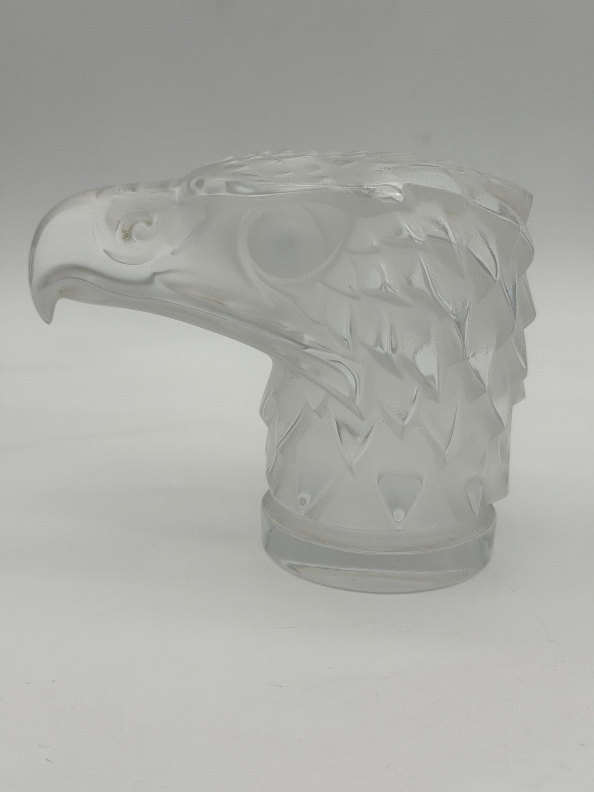 Lalique France Crystal Eagle Head Tête D’Aigle Figurine Signed Vtg Sculpture