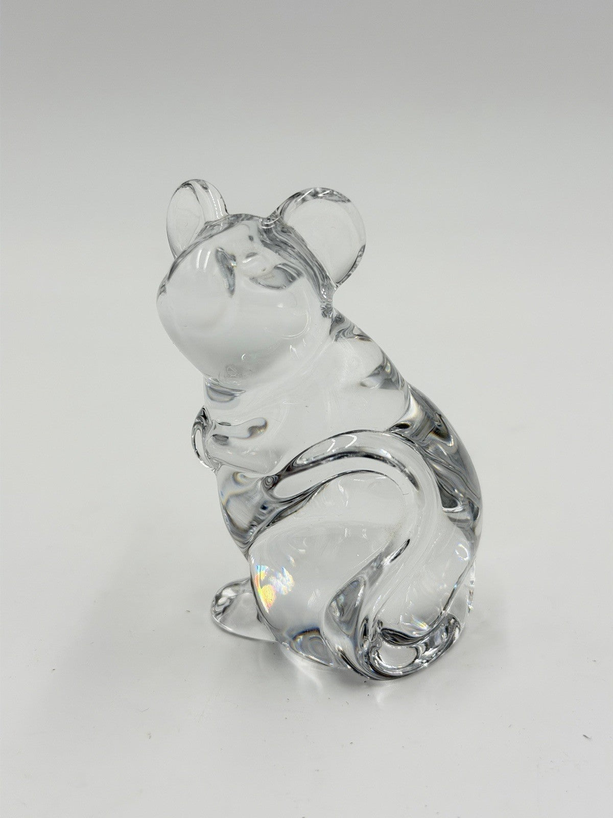 Vintage Daum France Clear Crystal Mouse Figurine 3 1/8" Tall Signed Collection