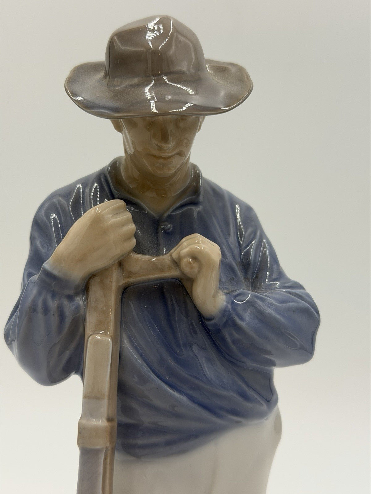 Royal Copenhagen Denmark Porcelain Man W/SCYTHE Figurine 10"H Harvesting