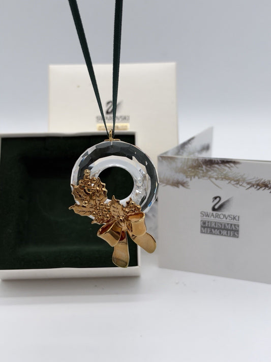 Swarovski Crystal Austria Memories Ornament 1996 Christmas Wreath Box & COA