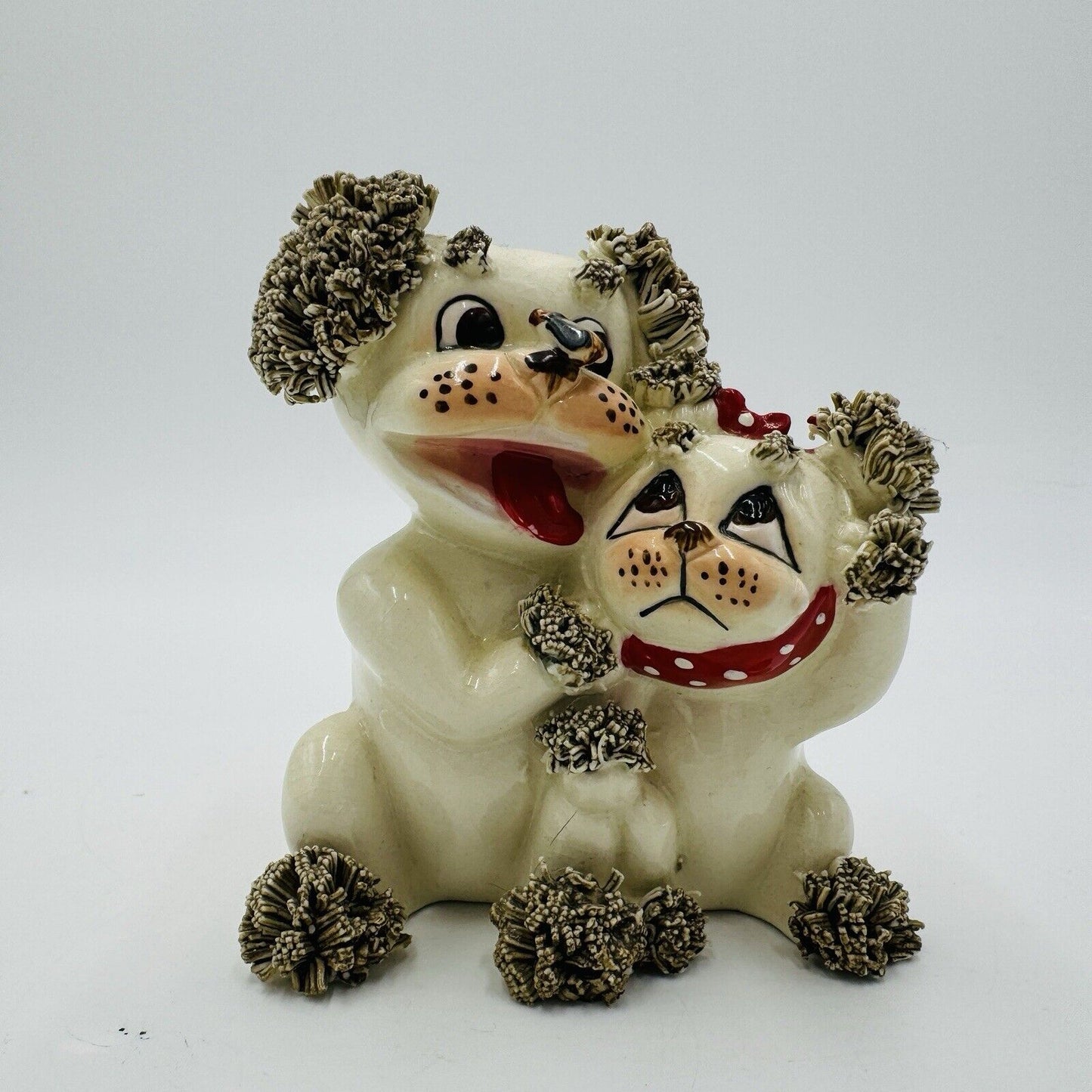 Vintage lefton Spaghetti Hair Dog planter figurine Made in Japan Ceramic 1950’