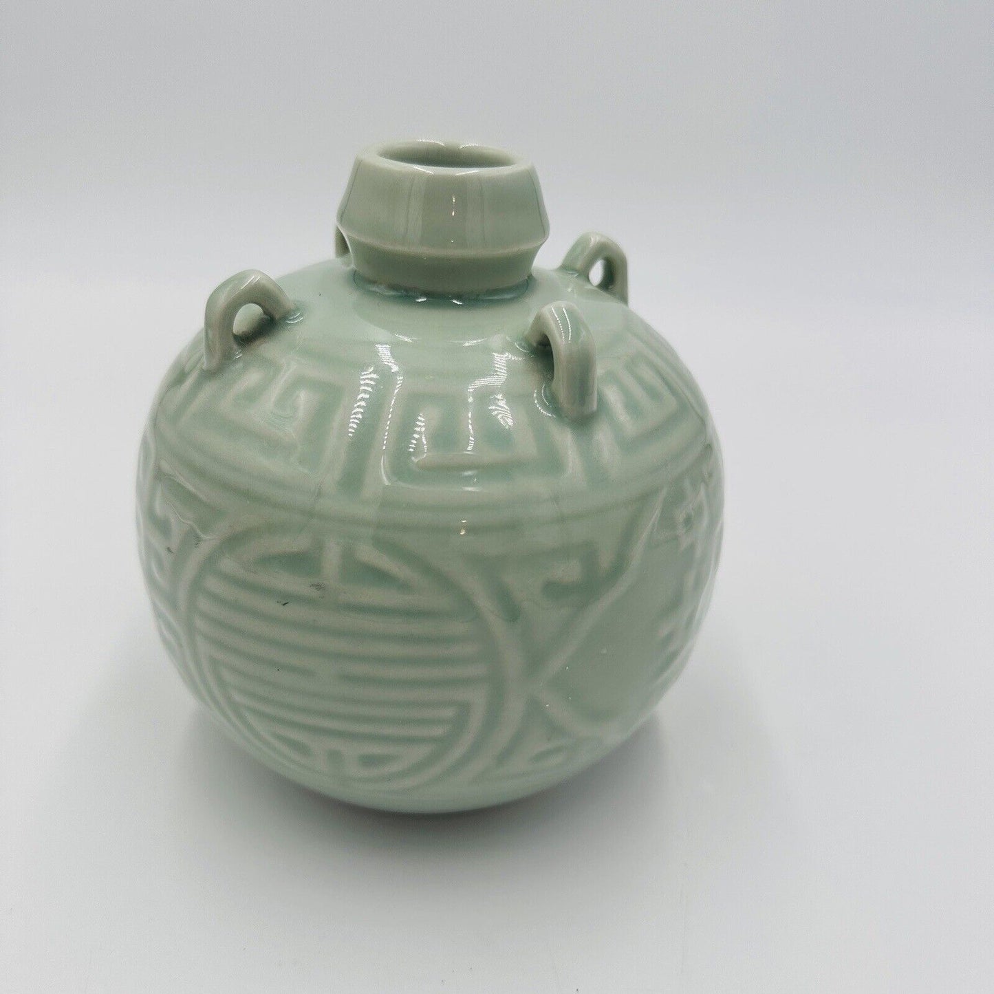 Spirit Pot Chinese Celadon Ceramic Pouring Jug Green Glossy Round Antique