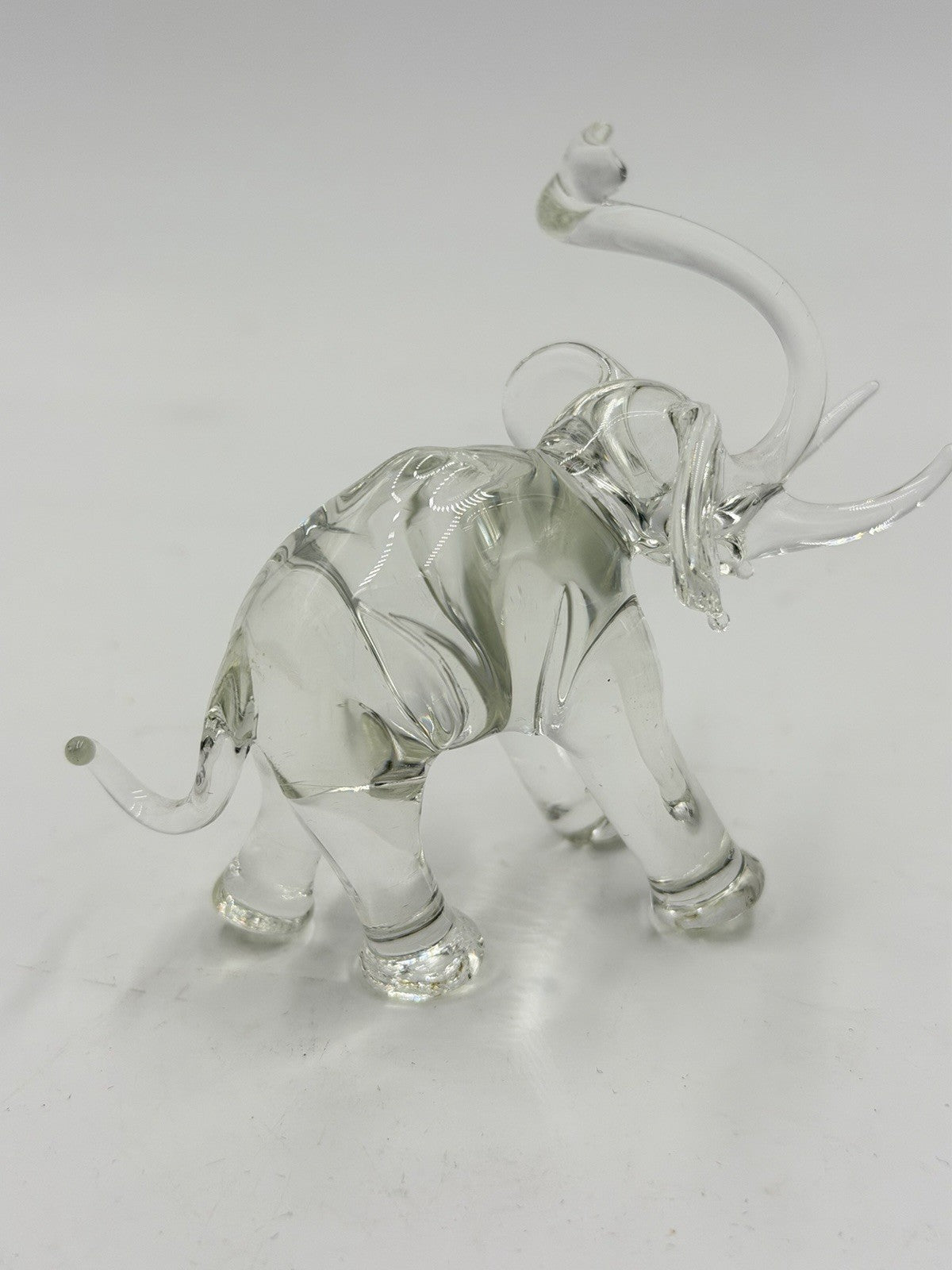 Vintage Hand Blown Art Glass Elephant Trunk Up Figurine