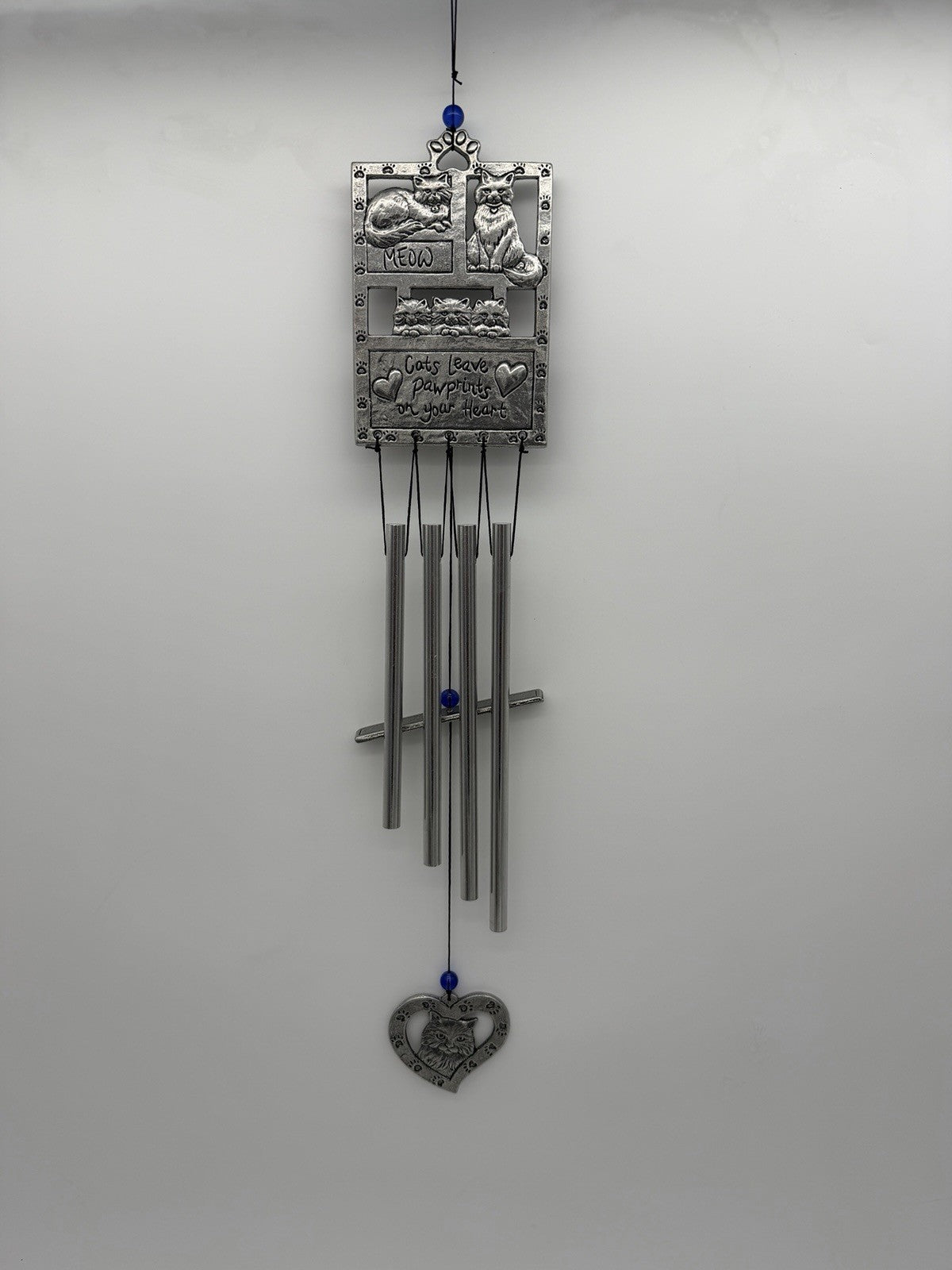 Carson Home Accents Heartnotes Wind Chime cat You left paw prints on my heart