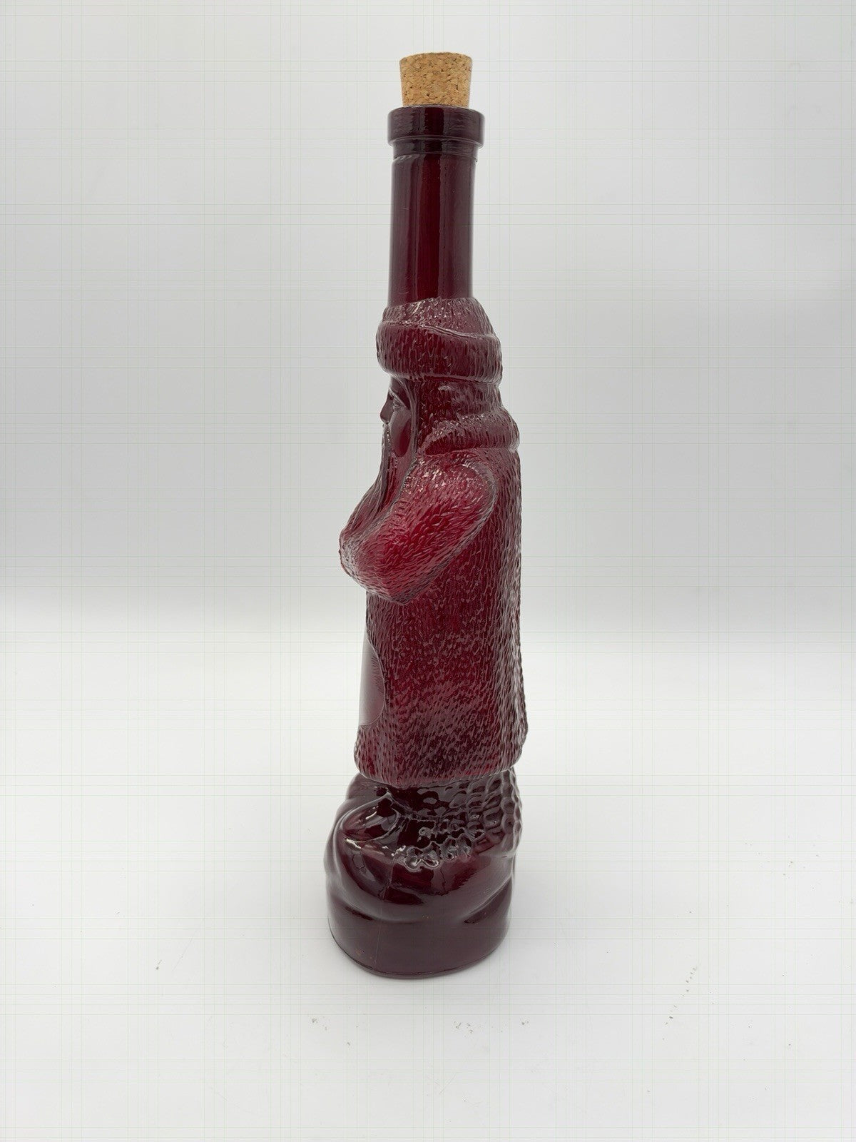 Vintage Belsnickel Ruby Red Art Glass Santa Claus Decanter Bottle Christmas 12”