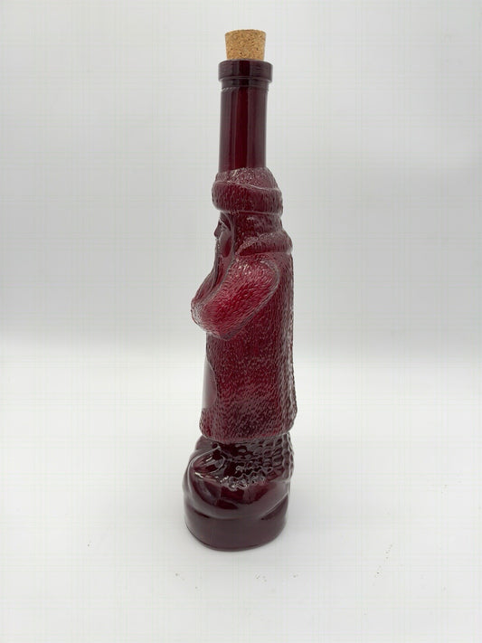 Vintage Belsnickel Ruby Red Art Glass Santa Claus Decanter Bottle Christmas 12”