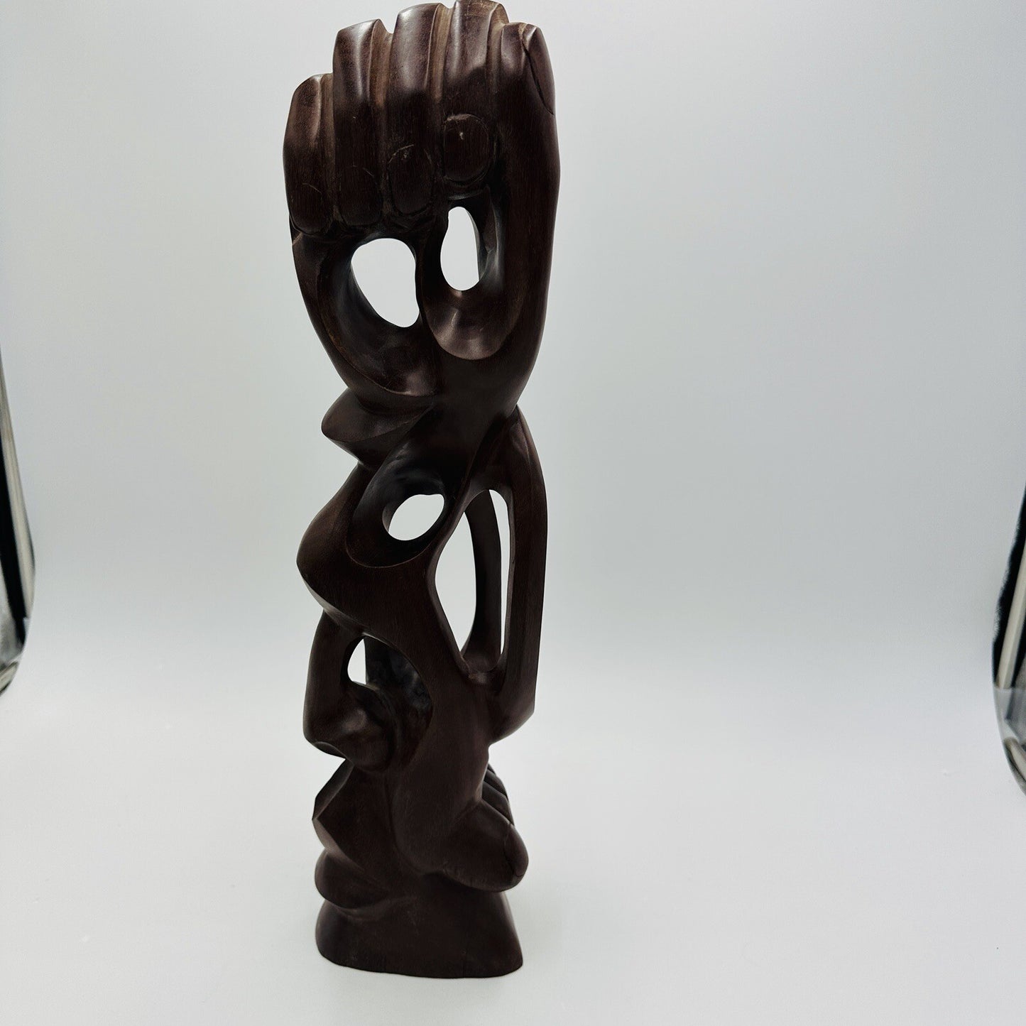 Mid Century Carved Wood Sculpture Hand Foot Face Modernism Large 19in Folk Art