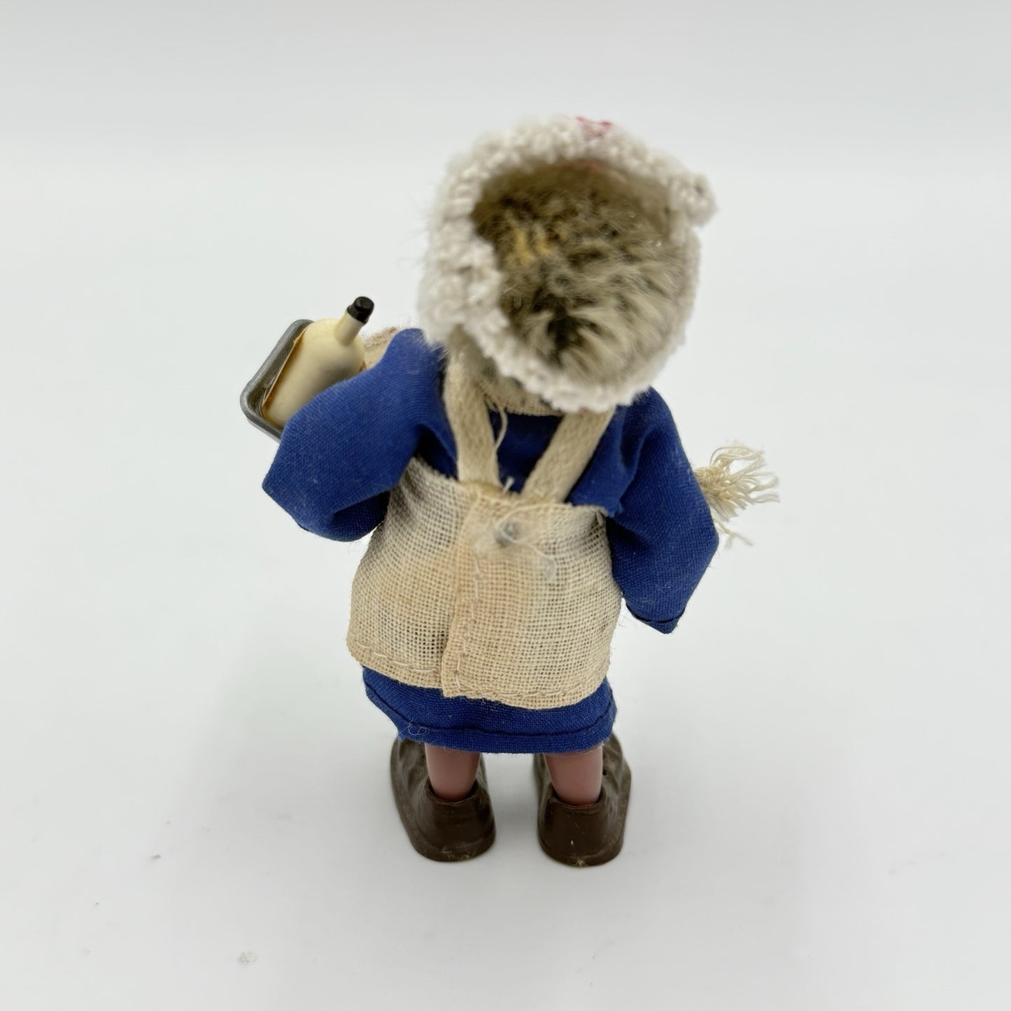 Vintage Peter Mecki 3.5" Steiff Hedgehog Doll Nurse With Medicine Tray & Hat