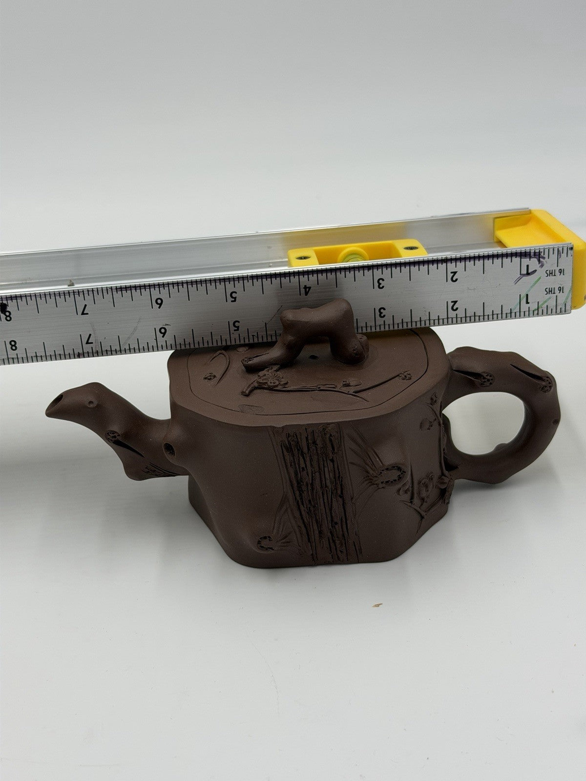 Chinese Yixing Zisha Clay Teapot Art Pottery Carved Tree Trunk Design