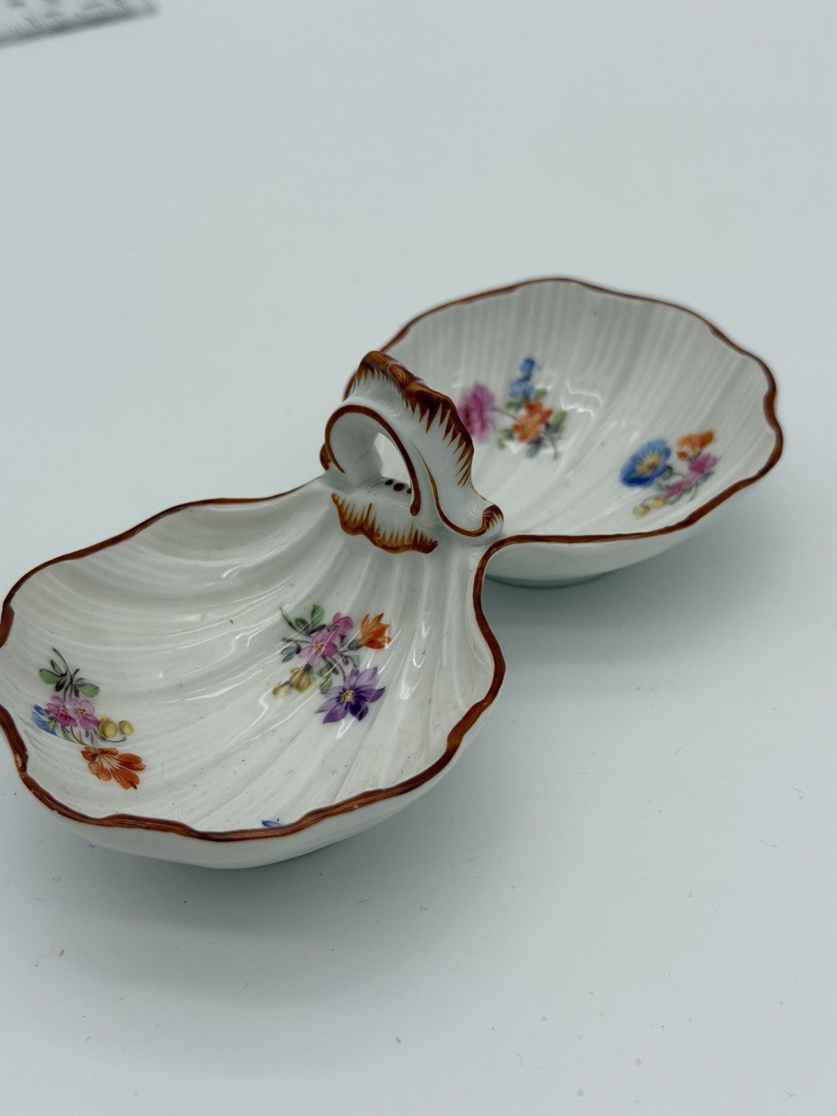 Antique Meissen porcelain double sided dish /tray floral painted 18th century