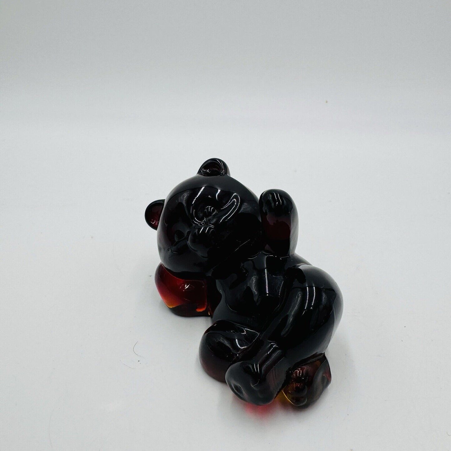 Fenton Art Glass 1990-91 Ruby Red Reclining Bear Figurine MCM Vintage Retro USA