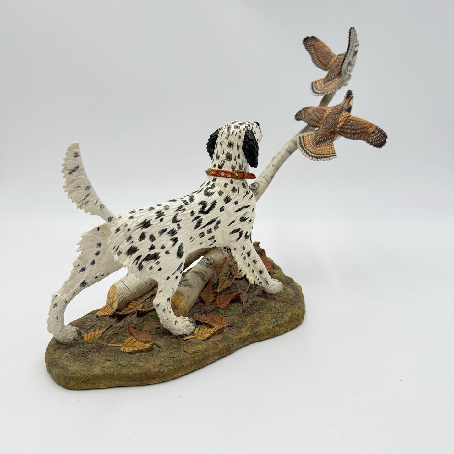 The Danbury Mint Autumn Wings Hunting Dog  Signed Stan Bentall Sculpture 8”x12”