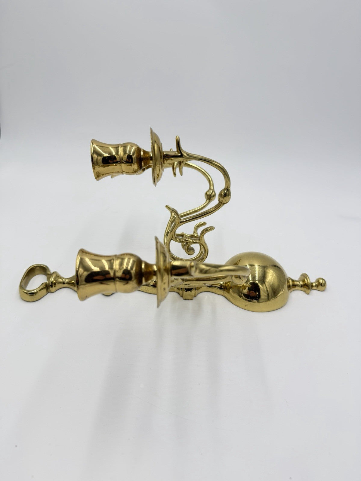 Hollywood Regency Solid Brass Wall Sconce | Triple Arm wall Candle Holder 12”x9”