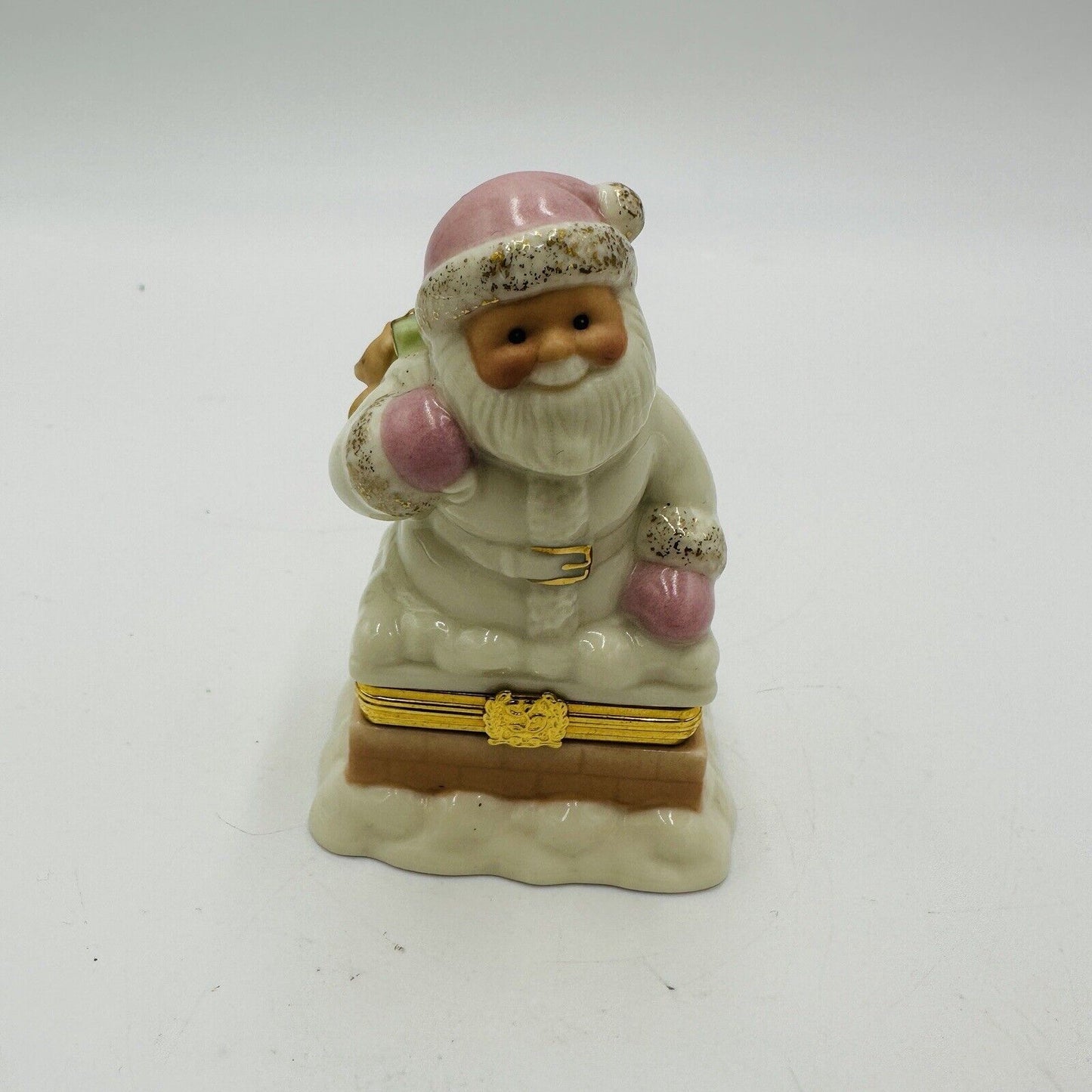 Lenox Santa's Porcelain Special Delivery Trinket Box Teddy Bear Charm Treasures