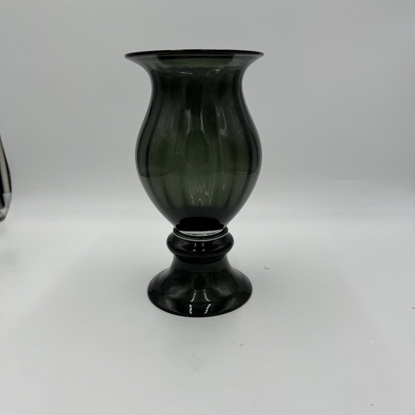 MCM Blenko Style 1957 Charcoal Art Glass Vase Wayne Husted Fooied Base 10 1/2in