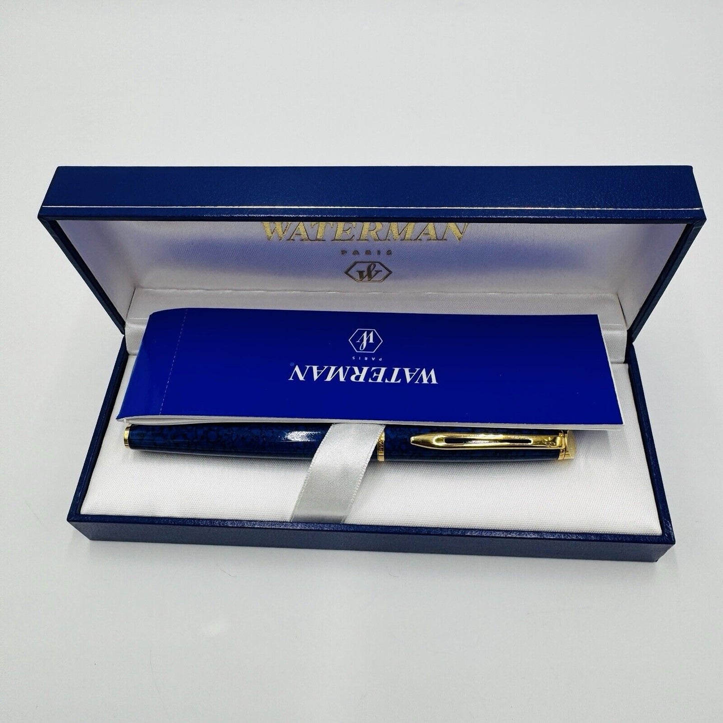 Waterman Paris HEMISPHERE MARBLE BLUE FOUNTAIN PEN VINTAGE BOXED France