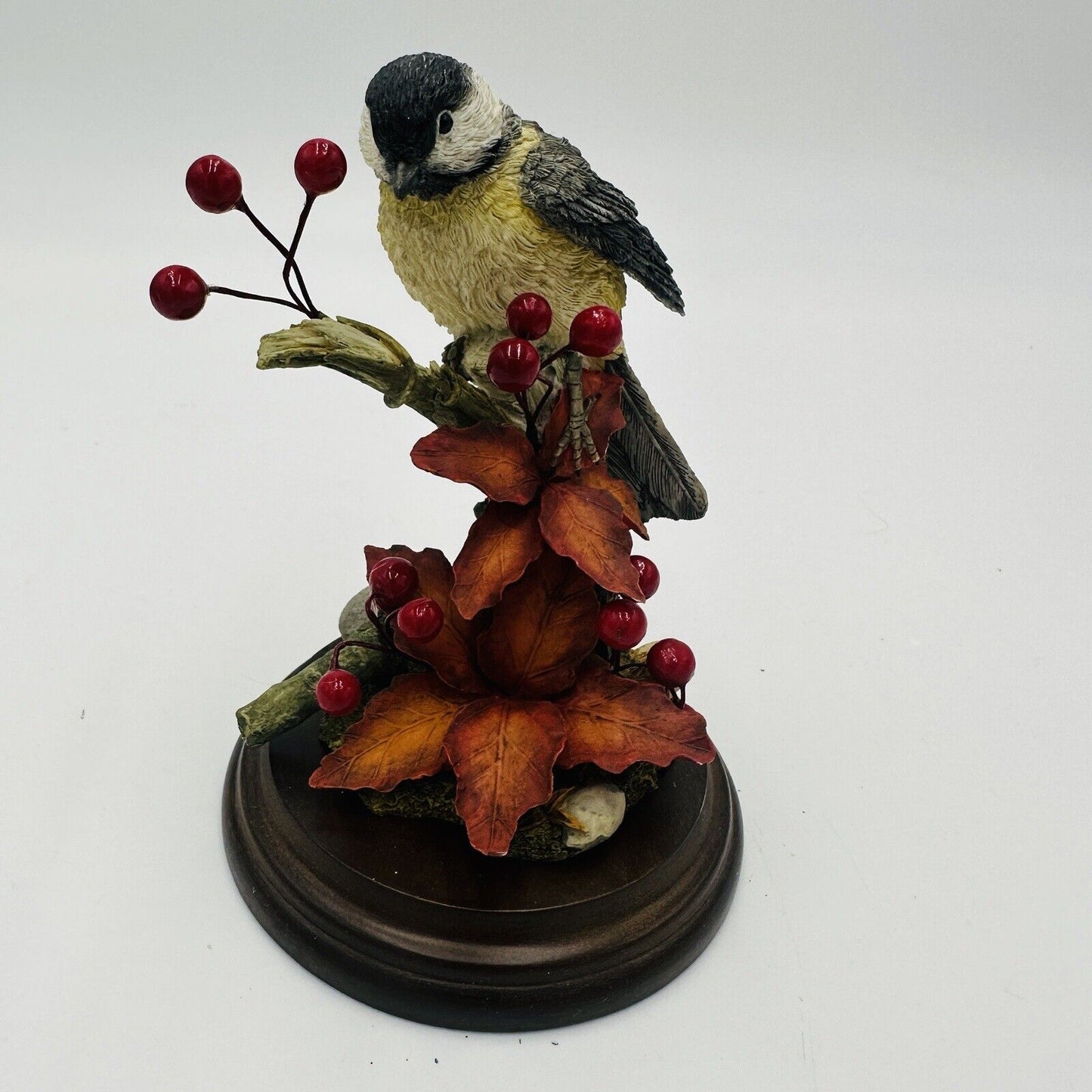 Country Artists Chickadee W Berries Figurine Signed Hand Painted 01700 B Capped