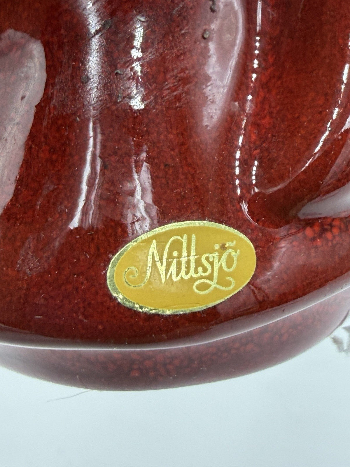 Swedish Pottery Nittsjo Red Tomte Gnome With Spoon 13148