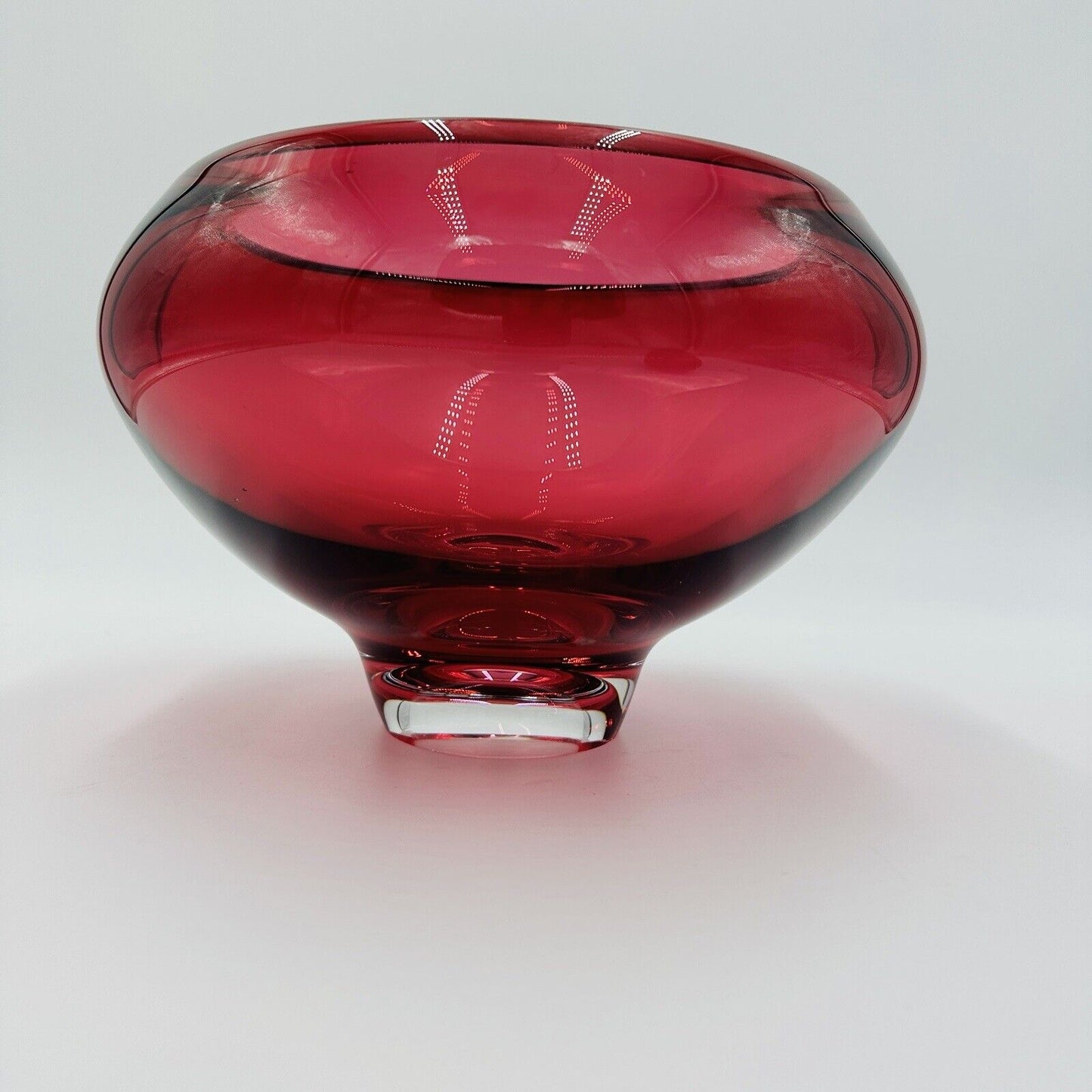 Buxton & Kutch Bowl Art Glass Signed Cranberry Slant Pier #970613 Large Rare