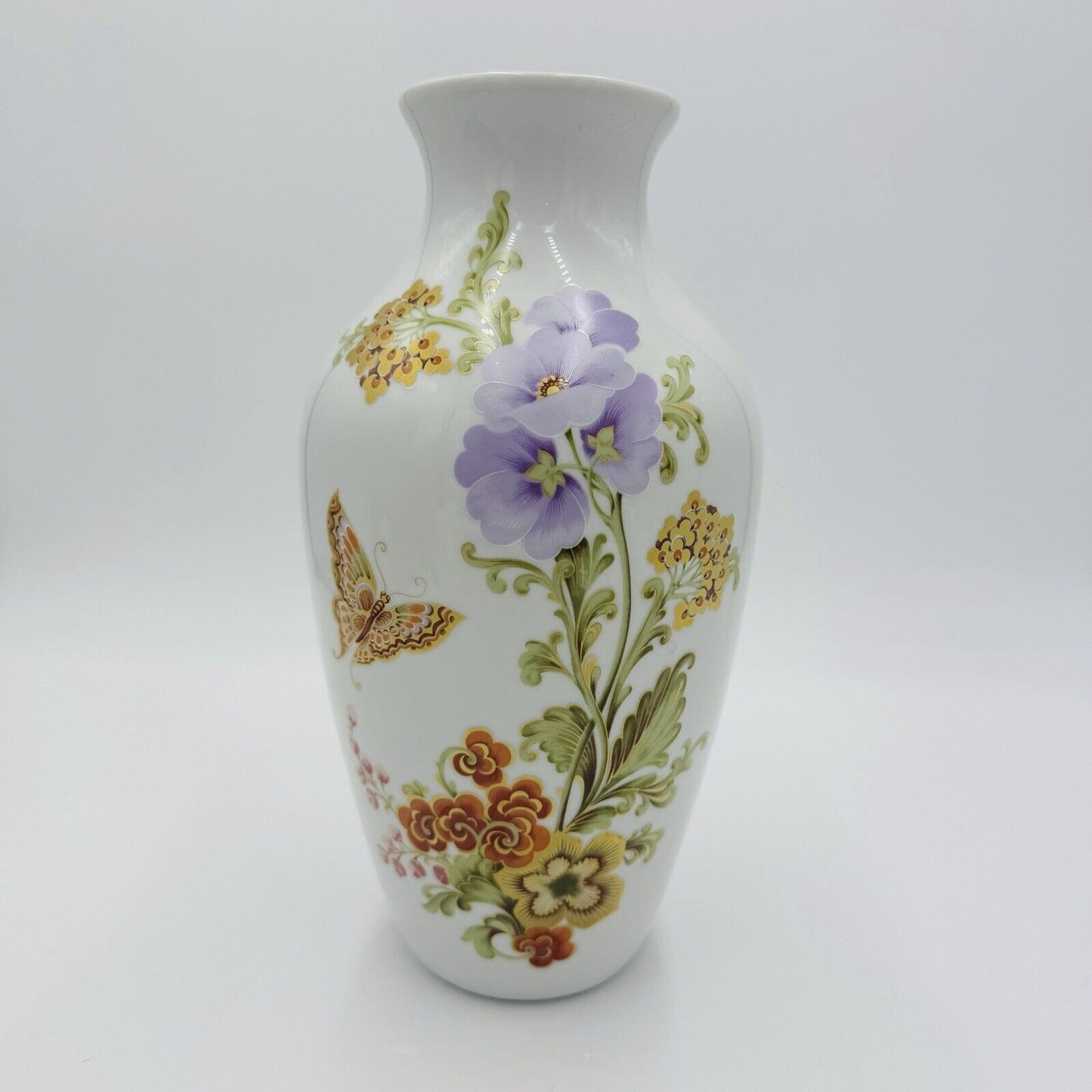 Kaiser germany porcelain Annabelle vase Floral Butterfly Gilt 11” Signed Vintage