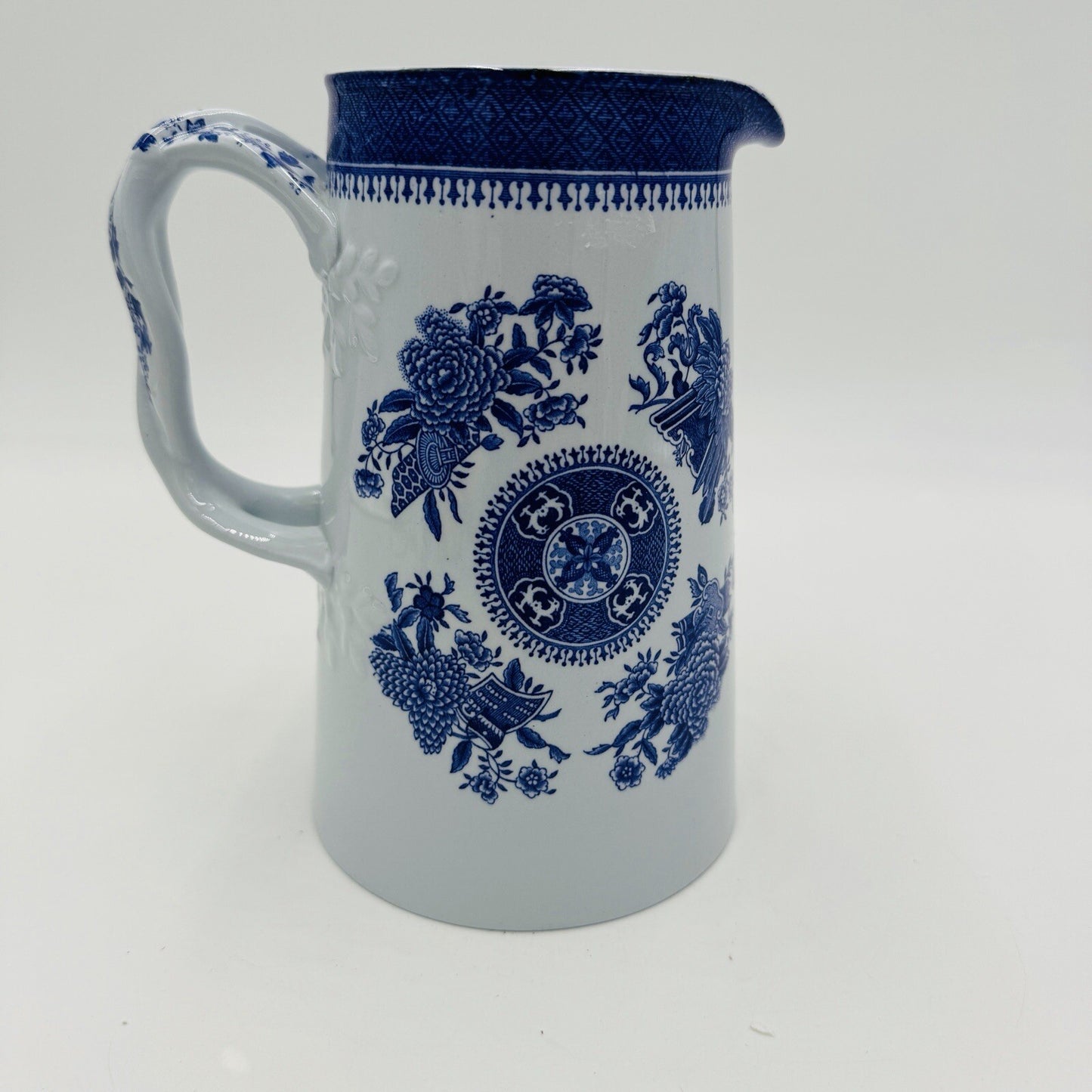 Spode Copeland Fitzhugh Blue Pitcher Milk Jug England Fine Stone 6 1/2in