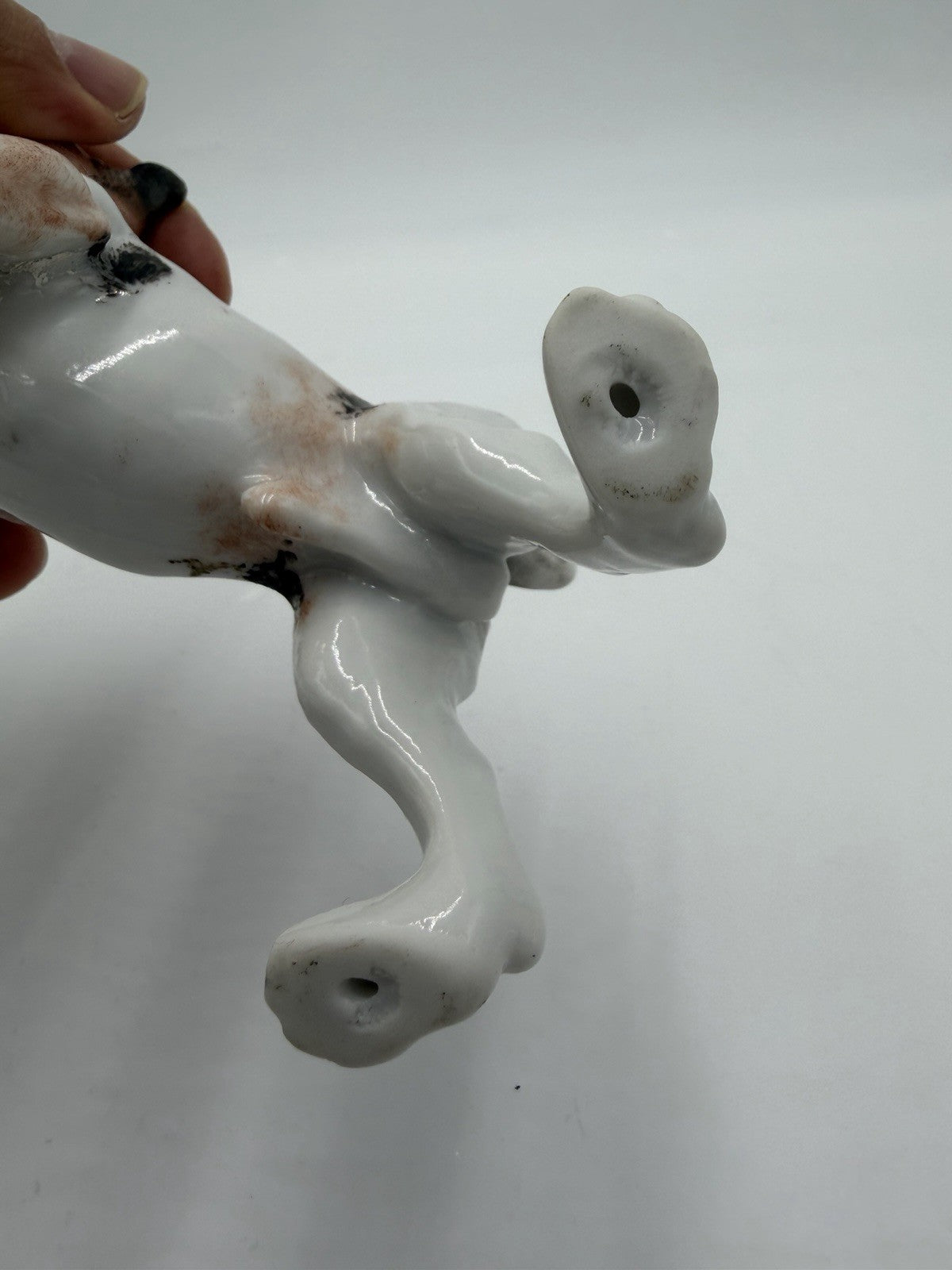 Vintage Porcelain Bulldog Hand Painted Figurine Small Glossy Japan 3”Hx5”L