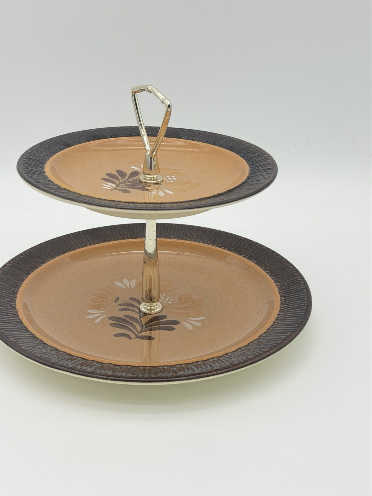 Rare Red Wing Pottery Ceramastone Heatherstone two-tiered Server tray #227